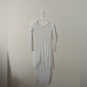 Longe Sleeve White Mesh Dance Dress